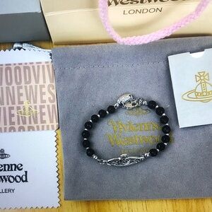 Vivienne Westwood Black and Silver Beaded Bracelet